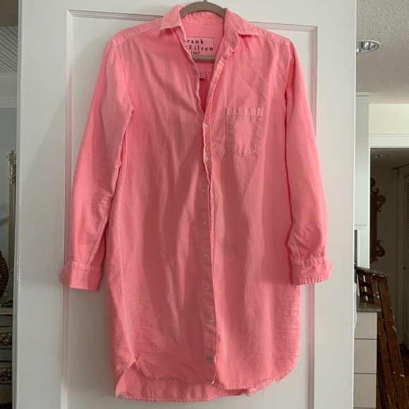 FRANK AND EILEEN MARY SHIRTDRESS XS PRELOVED Flamingo Pink - Picture 1 of 10
